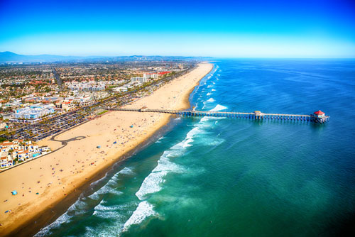 Aerial view of Huntington Beach Pier