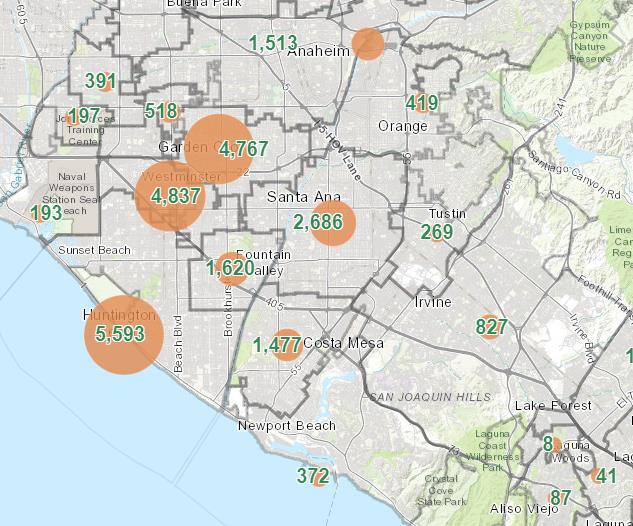Figure 2: GWC Student Enrollment by City from Fall 2021 to Spring 2023